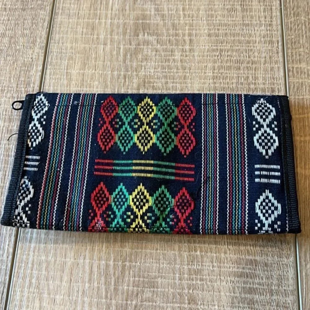 Large Black Velcro Rasta Fold Wallet Red, Gold, Black, Green